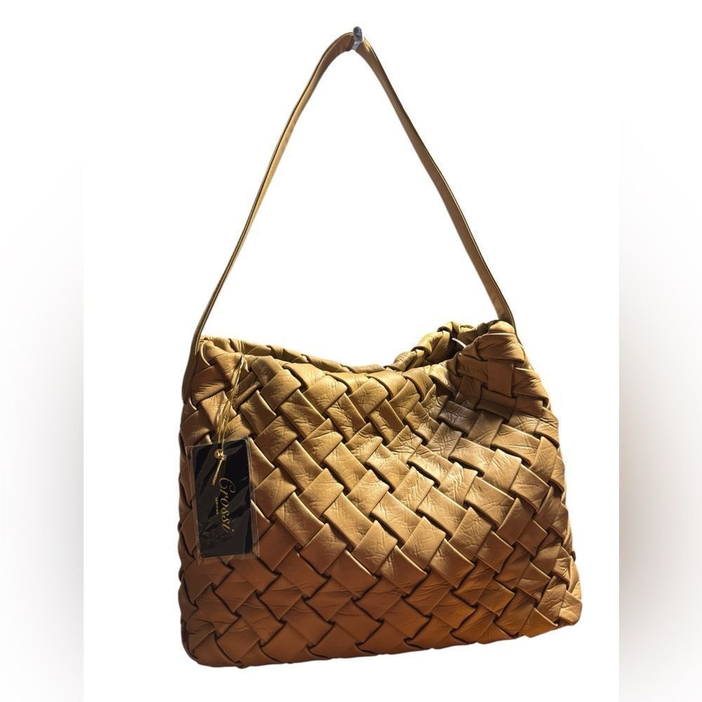 Crossi New York Tan Woven Hobo Bag
